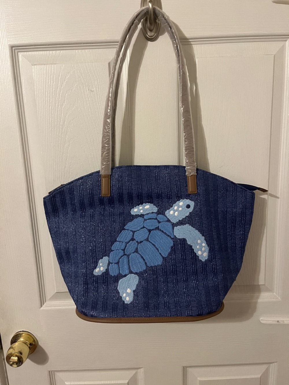 Vera Bradley Navy Tote with Light Blue Turtle Motif